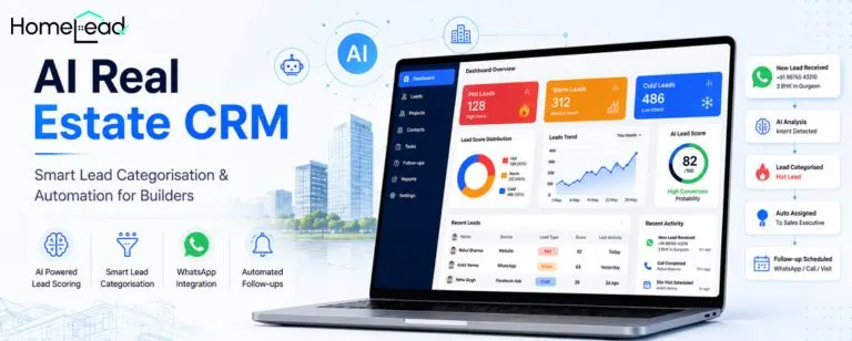 AI real estate CRM dashboard with smart lead automation for builders.